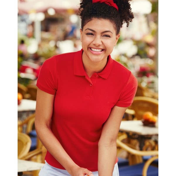 Fruit Of The Loom Lady Fitted Polo Shirts for Embroidery