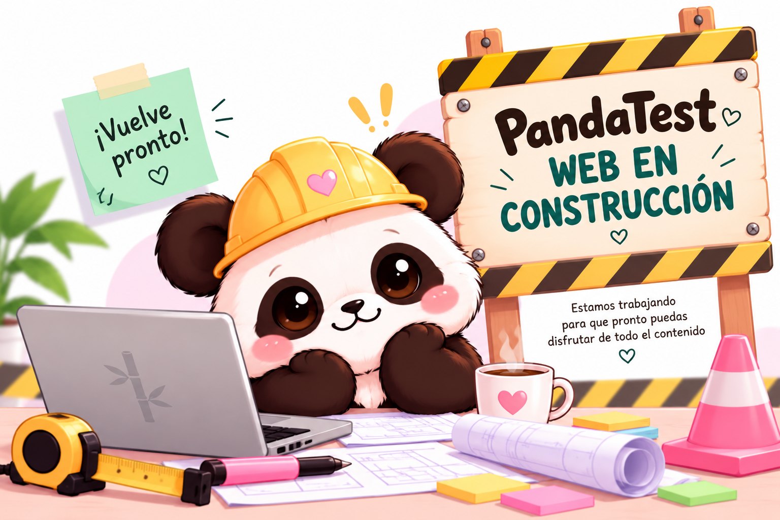 PandaTest: web en construcción. Estamos trabajando para que pronto puedas disfrutar de todo el contenido. ¡Vuelve pronto!